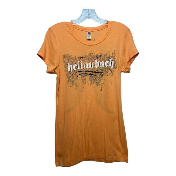 Hellanbach Women's Angel Wings Burnout Biker Tee SZ XL - Picture 1 of 7